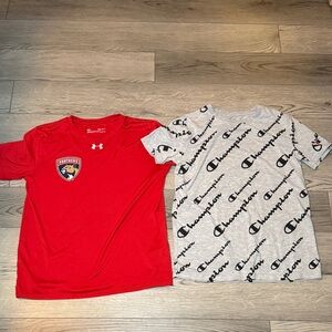 Florida Panthers Under Armour & Champion Kids Tee Shirt Youth Large Lot of 2